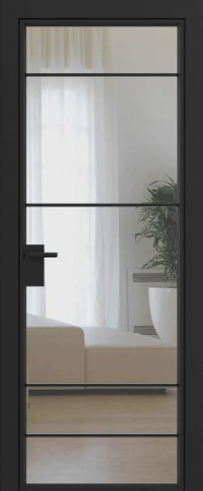 Дверное полотно Grafia прозрачное R14 Черный муар GARDENA Black зпз gardena зпп Otlav IN300 (2 шт)