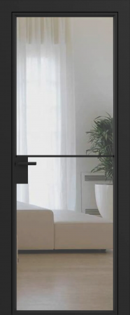 Дверное полотно Grafia прозрачное R21 Черный муар GARDENA Black зпз gardena зпп Otlav IN300 (2 шт)