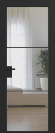 Дверное полотно Grafia прозрачное R22 Черный муар GARDENA Black зпз gardena зпп Otlav IN300 (2 шт)