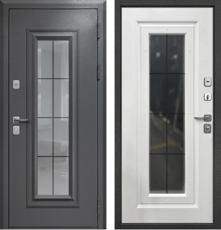 Гарда 9 Букле графит Ковка стеклопакет Букле графит - Белый матовый