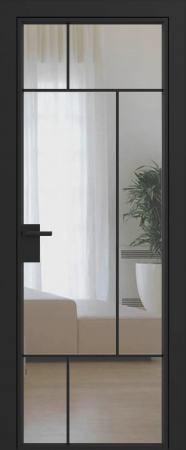 Дверное полотно Grafia прозрачное R12 Черный муар GARDENA Black зпз gardena зпп Otlav IN300 (2 шт)