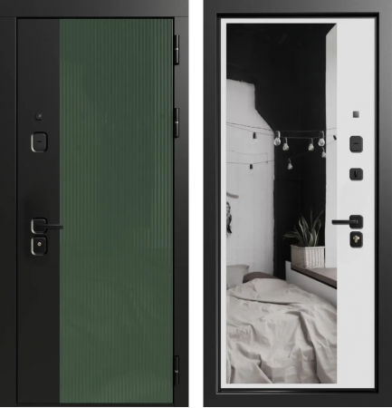 Делла 3К90 TOR ЮР-43 Вудлайн олива - ЮР-42 декоративная зеркальная вставка ZB Белый